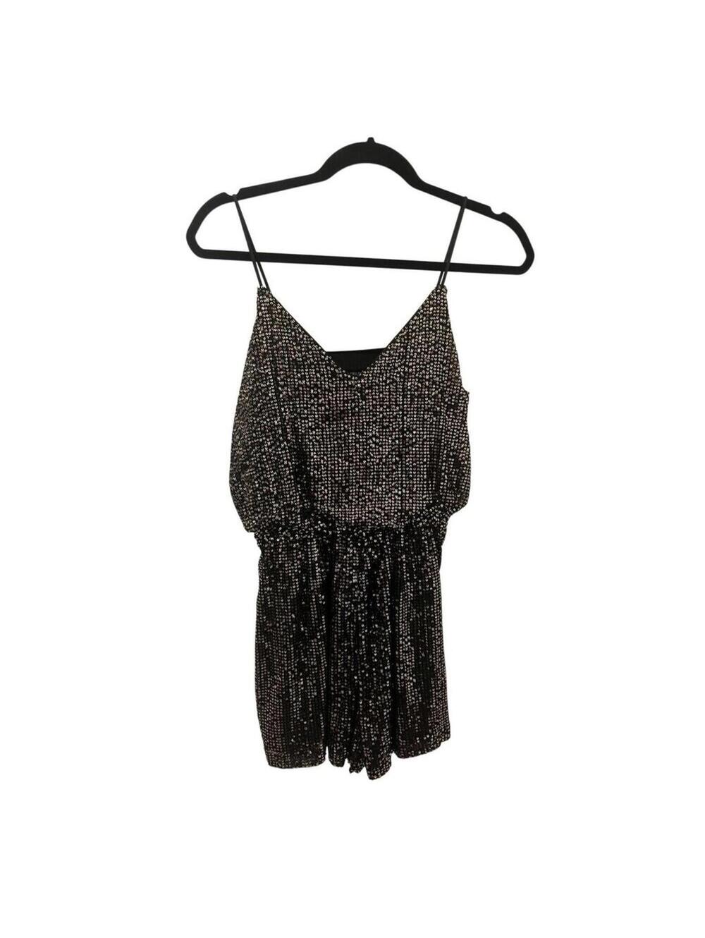 Double Crazy Black romper with gold sequins, women’s size S, brand new